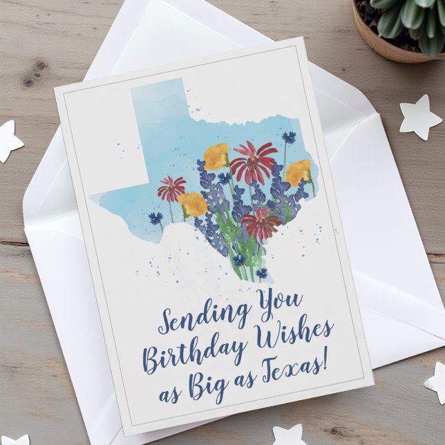 Texas Wildblumen Geburtstagkarte Karte (Texas Wildflower Birthday Card (White Background))