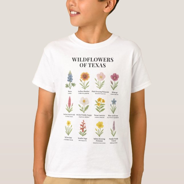 Texas-Wildblumen im Wasserfarbenstil T-Shirt (Vorderseite)