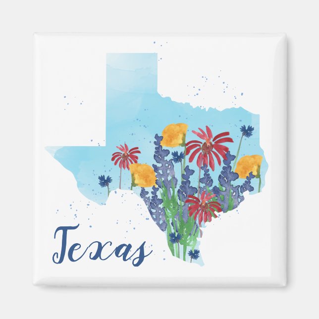 Texas Wildblumen Watercolor Magnet (Vorne)