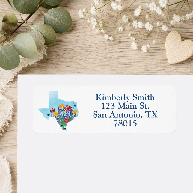 Texas-Wildflowers Rücksendeadresse (Texas Wildflowers return address label)