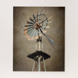 Texas Windmill auf Sepia Textured Background Puzzle