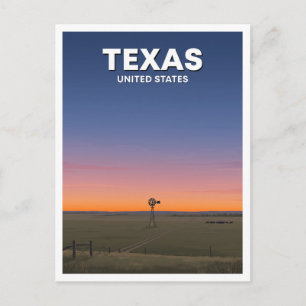 Texas-Windmühle auf der offenen Weide Big Spring Postkarte