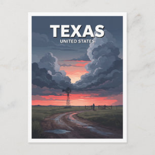 Texas-Windmühle und Prärie-Sturm Childress Postkarte