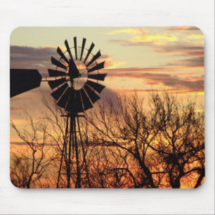 Texas-Windmühlen-Sonnenuntergang Mousepad