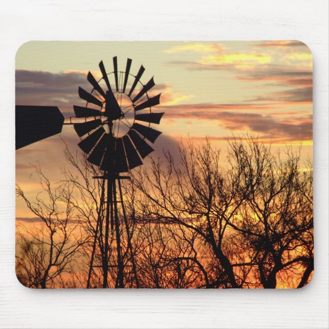 Texas-Windmühlensonnenuntergang Mousepad (Vorne)