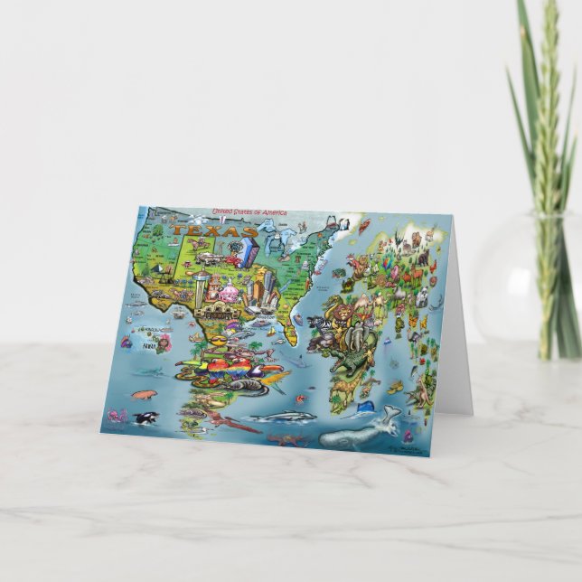 Texas World Map Card Karte (Vorderseite)