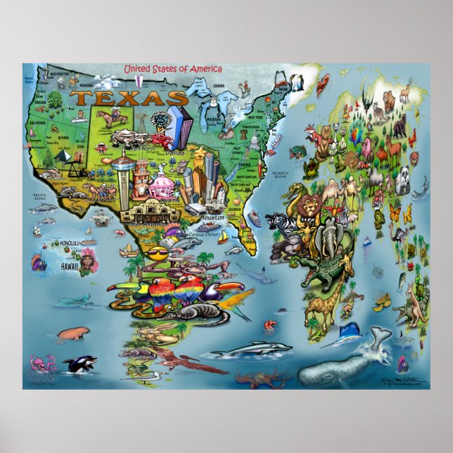 Texas World Map Poster (Vorne)