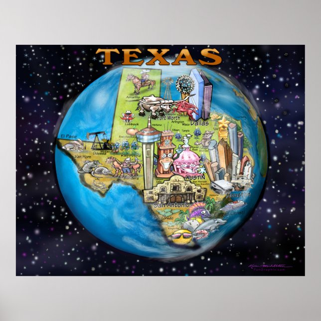 Texas World Map Poster (Vorne)