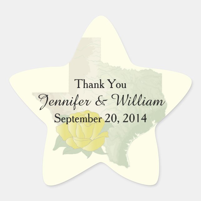 Texas Yellow Rose Gastgeschenk Hochzeit Aufkleber (Vorderseite)