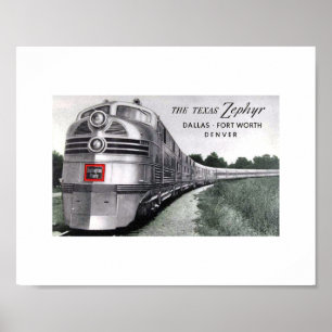Texas Zephyr Bahn Vintag Poster