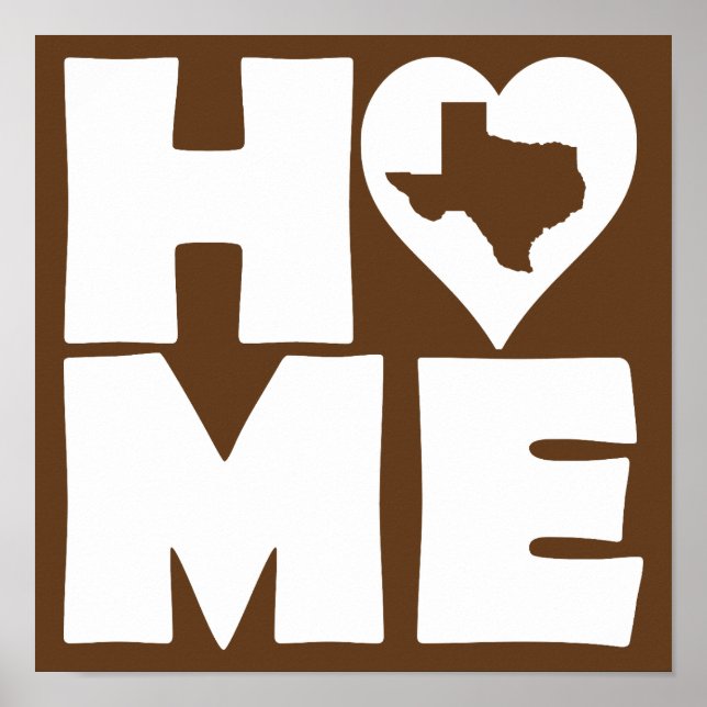 Texas Zuhause Heart Staat Plakatzeichen Poster (Vorne)