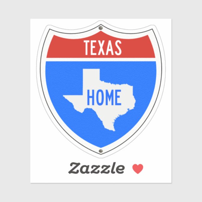 Texas Zuhause Road Sign Aufkleber (Blatt)