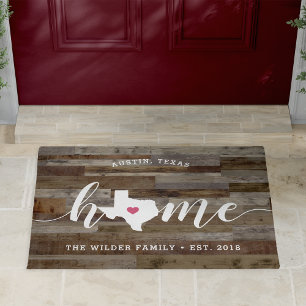 Texas Zuhause Staat Personalisierte Holzaussicht Fußmatte
