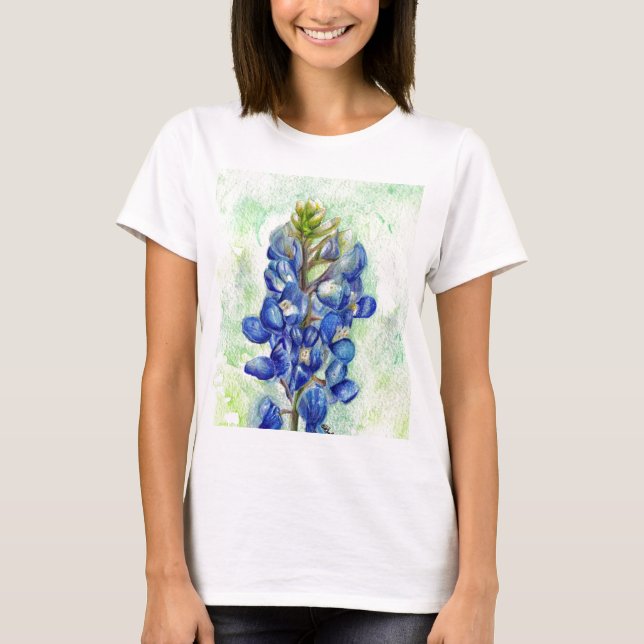 Texasbluebonnet-Wildblume-Zeichnen T-Shirt (Vorderseite)