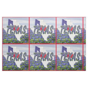 Texasbluebonnets-Flagge und Landschaftsgewebe Stoff