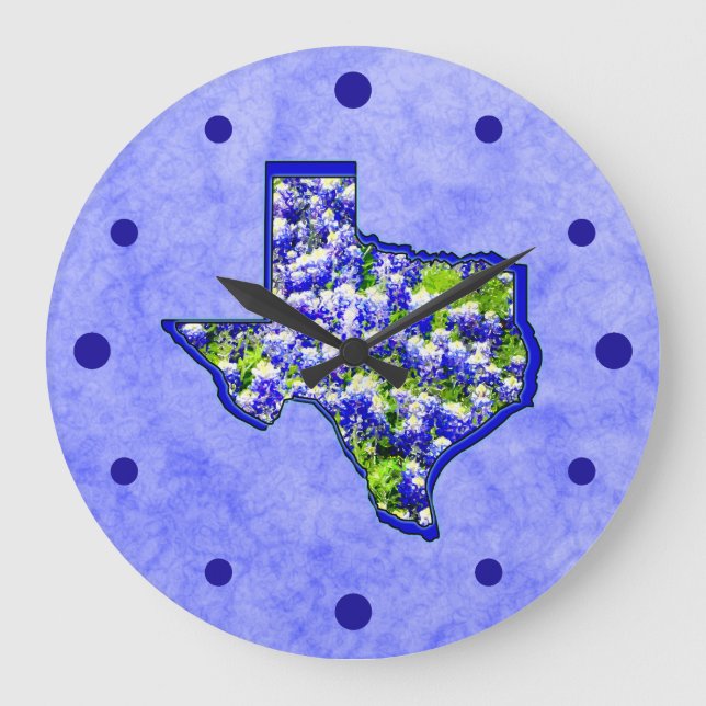 TEXASBLUEBONNETS GROßE WANDUHR (Vorderseite)