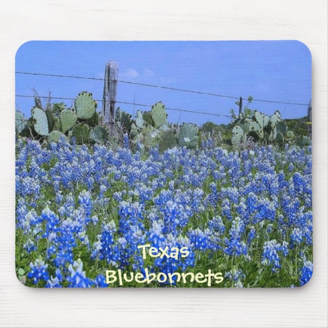 TexasBluebonnets u. -kaktus am Bauernhof Mousepad (Vorne)