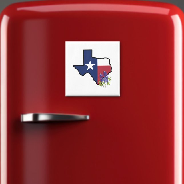 Texasflagge mit Staat Blume Bluebonnet Magnet (Von Creator hochgeladen)