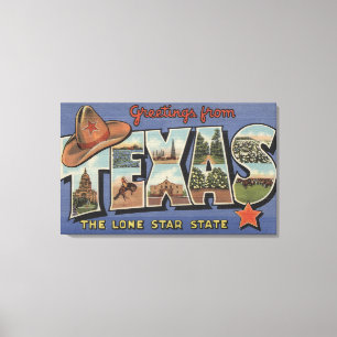 TexasGreetings vom einzigen Stern-Staat Leinwanddruck