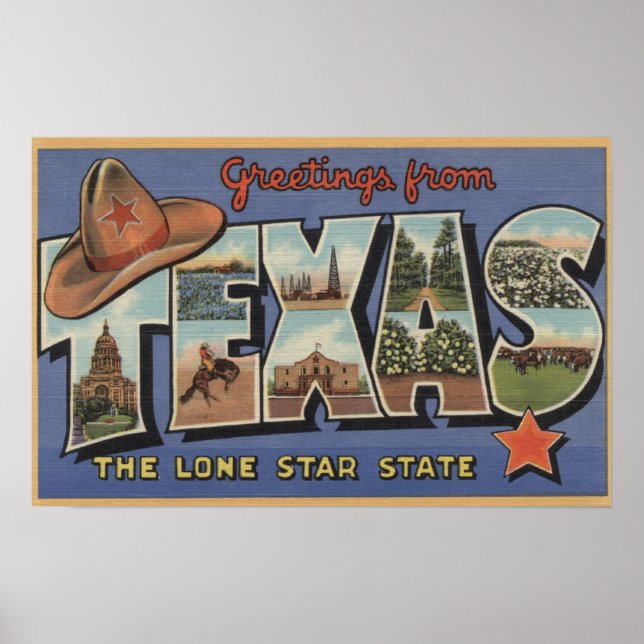 TexasGrüße vom einstündigen Staat Poster (Vorne)