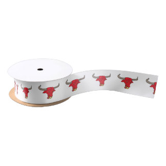 Texaslonghorn-rotes Stier-Zeichnen Satinband