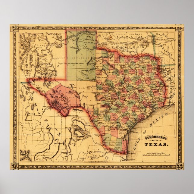 TexasPanorama Karte Poster (Vorne)