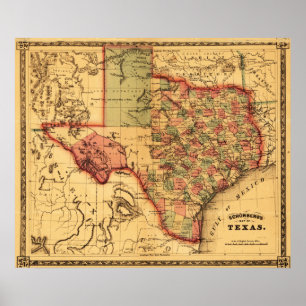 TexasPanoramic Karte Poster