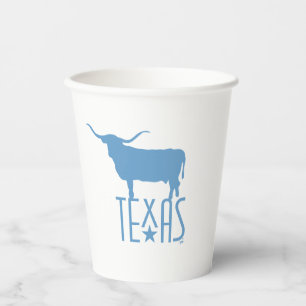 Texasymbole, Longhorn, blau Pappbecher