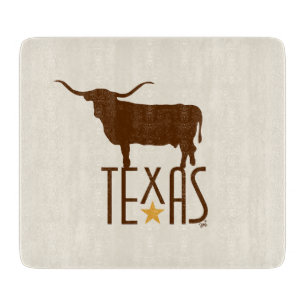 Texasymbole, Longhorn, braun Schneidebrett