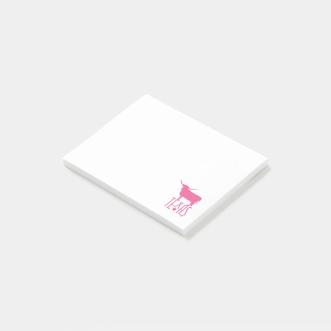 Texasymbole, Longhorn, rosa Post-it Klebezettel (angewinkelt)