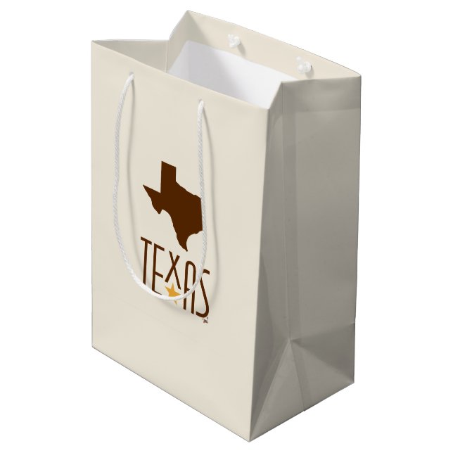 Texasymbole, Staat von Texas, braun Mittlere Geschenktüte (Rückseite Schrägansicht)