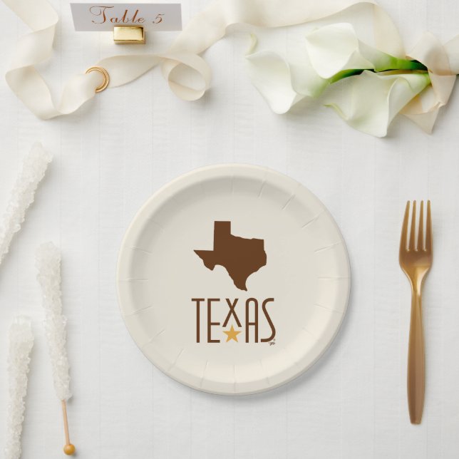 Texasymbole, Staat von Texas, braun Pappteller (Hochzeit)