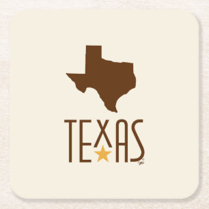 Texasymbole, Staat von Texas, braun Rechteckiger Pappuntersetzer