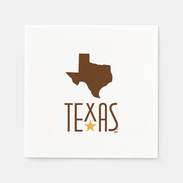 Texasymbole, Staat von Texas, braun Serviette (Vorderseite)