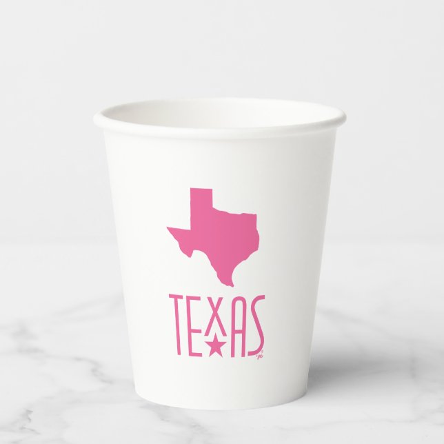 Texasymbole, Staat von Texas, rosa Pappbecher (Vorderseite)