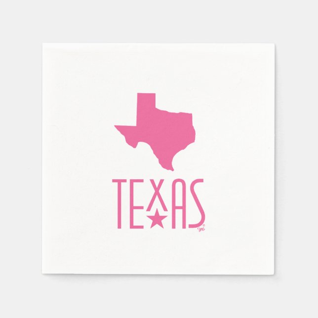 Texasymbole, Staat von Texas, rosa Serviette (Vorderseite)
