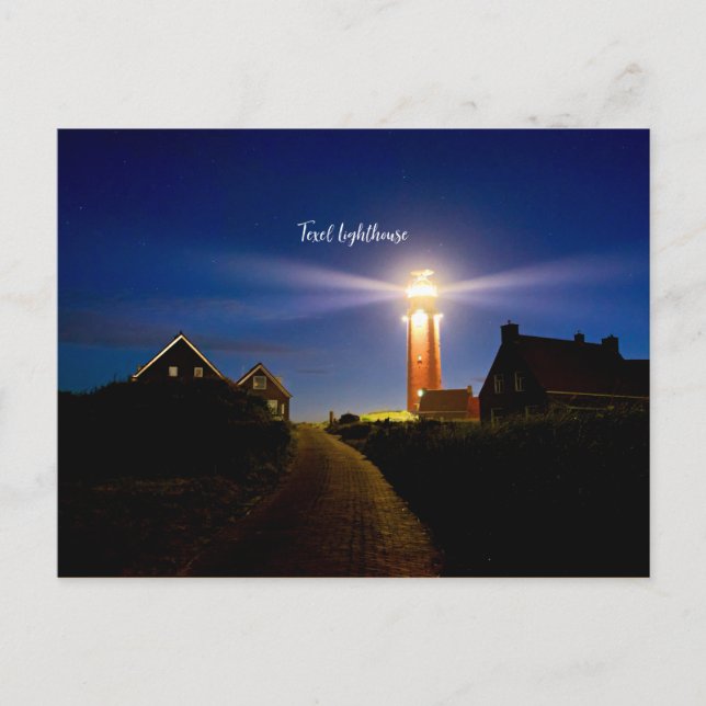 Texel Lighthouse, Nachtaufnahme Postkarte (Vorderseite)