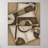 Texische Sepia Toned Geometric Abstrakt Art