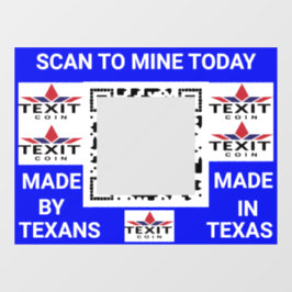 TeXit Coin Cobalt QR Code mit TeXit Coin Logo Fensteraufkleber