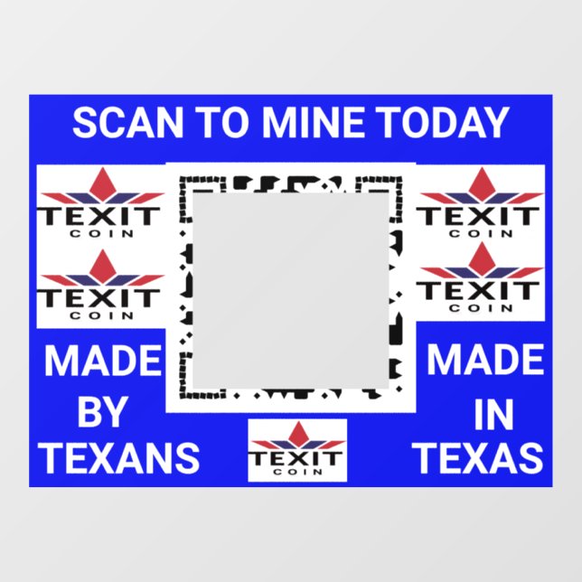 TeXit Coin Cobalt QR Code mit TeXit Coin Logo Fensteraufkleber (Blatt)