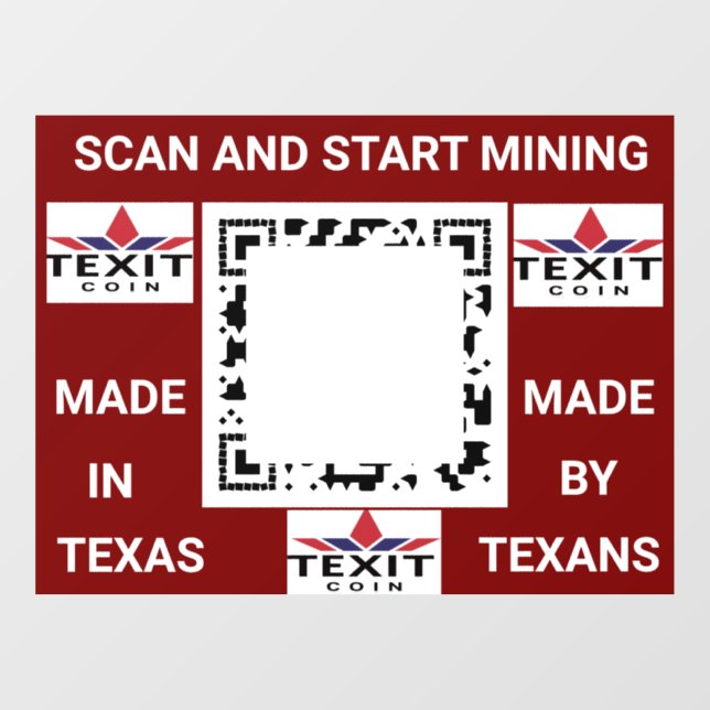 TeXit Coin QR Code 24" x 30" Fensteraufkleber (Blatt)