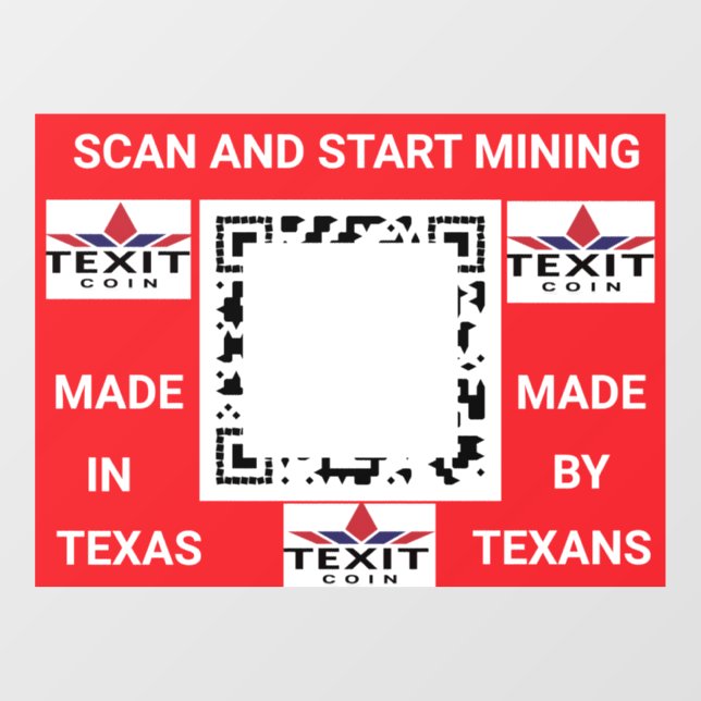 TeXit Coin QR Code 24" x 30" Fensteraufkleber (Blatt)