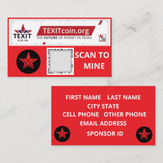 TEXIT-MÜNZEN OFFIZIELLES LOGO QR-CODE ROTER HINTER VISITENKARTE