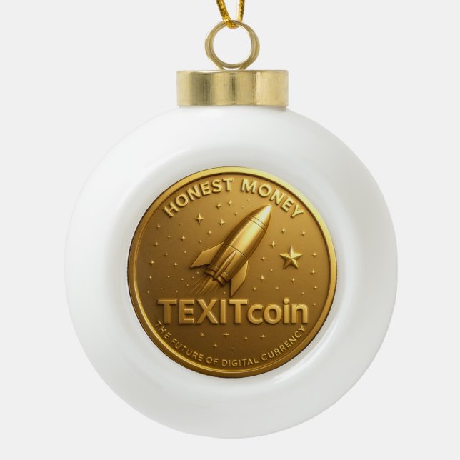 TexitCoin Gold Coin Christmas Keramik Kugel-Ornament (Vorderseite)