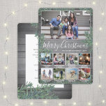 Text 9 Fotocollage & Captions Holz und Kiefer Feiertagskarte<br><div class="desc">Senden Sie stilvolle fröhliche Grüße und teilen Sie 9 Ihrer Lieblingsfotos mit einer individuellen Foto Collage Urlaubskarte. Der gesamte Text auf dieser Vorlage lässt sich einfach so anpassen, dass er jeden beliebigen Text enthält, z. B. Frohe Weihnachten, glückliche Feiertage, Frohe Festtage, Neujahrsjubiläen usw. (IMAGE PLACEMENT TIP: Eine einfache Möglichkeit, ein...</div>