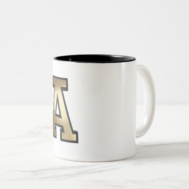 Text "A" Zweifarbige Tasse (VorderseiteRechts)
