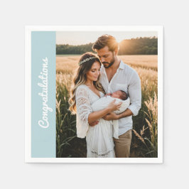 text and photo custom personalized party blue serviette