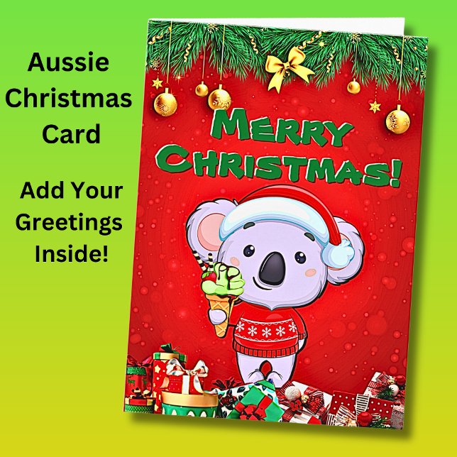 Text ändern, Frohe Weihnachten Koala mit Eiscreme Karte (Von Creator hochgeladen)