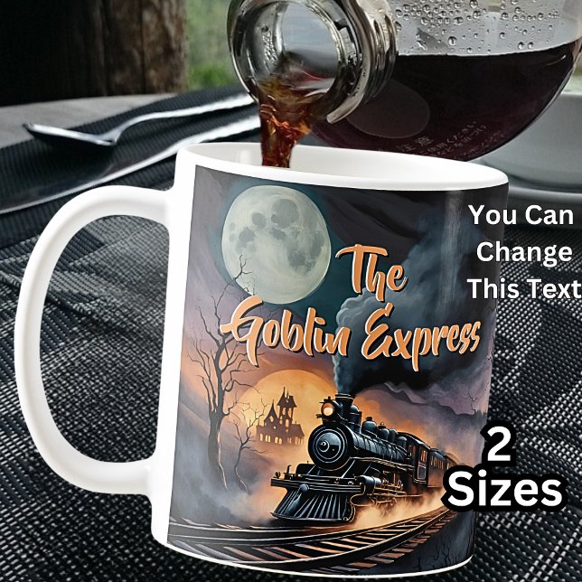 Text ändern, Goblin Express Halloween-Dampfzug Kaffeetasse (Von Creator hochgeladen)