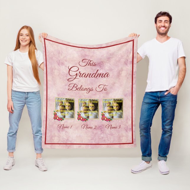 Text ändern Hinzufügen von 3 Fotos Dieses Oma gehö Fleecedecke (Beispiel)